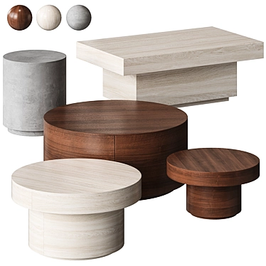 Sleek Wood Coffee Tables 3D model image 1 