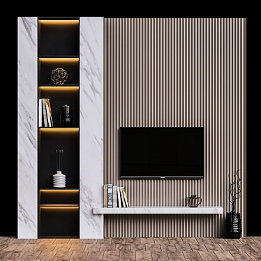 Sleek TV Wall Design 3D model image 1 