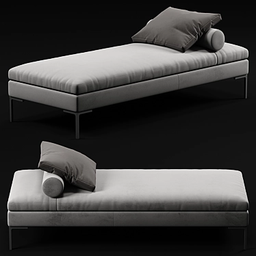 Elegant Velvet Lounge Daybed 3D model image 1 