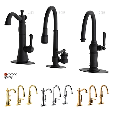 Sleek Gold Kitchen Faucet 3D model image 1 