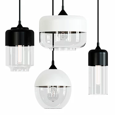 Elegant Pendant Light Collection: 4 Types & Color Combinations 3D model image 1 