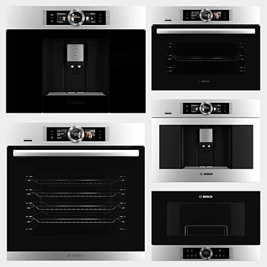 Bosch Kitchen Appliance Set: Coffee Machine, Oven, Microwave 3D model image 1 