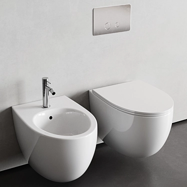 Rexa Design About.2 Wall-Hung WC & Bidet: Minimalistic Elegance 3D model image 1 