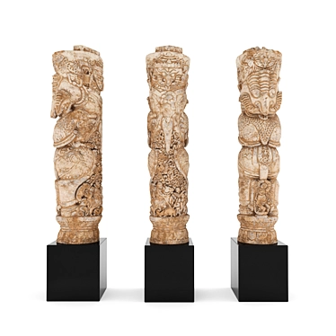 Exquisite Asian Totem Sculpture 3D model image 1 