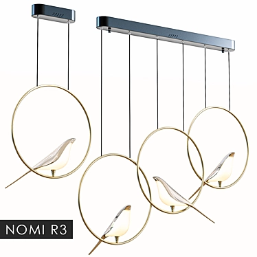 Title: NOMI R3 Gold Bird Chandelier 3D model image 1 