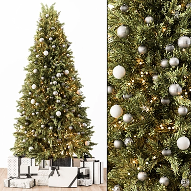 Silver and Green Christmas Tree 3D model image 1 