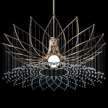 Elegant Crystal Round Metal Chandelier 3D model image 1 