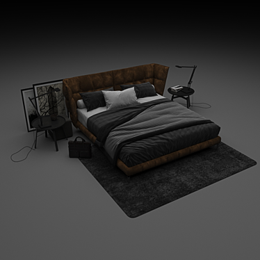 Modern Double Bed 3D model image 1 