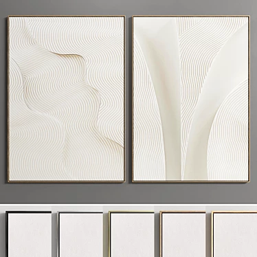 Plaster Duo Frame: Elegant Interior Decor 3D model image 1 