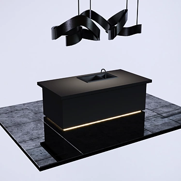 Black Modern Kitchen Island 3D model image 1 