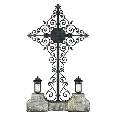 Gothic Cemetery Cross 3D model image 1 