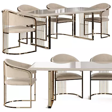 Gabba Prag Dining Set: Stylish Table & Chairs 3D model image 1 