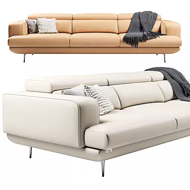 FENDA Millet 3-Seater Sofa: Stylish Comfort for Your Living Space 3D model image 1 