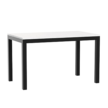 Elegant Marble Dining Table with Dark Steel Base 3D model image 1 