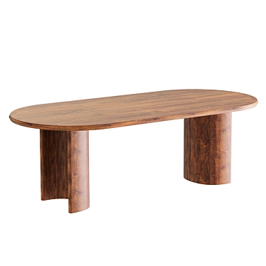 Modern Oak Wood Dining Table 3D model image 1 