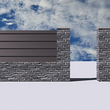 Sleek Fence with Wicket Gate 3D model image 1 