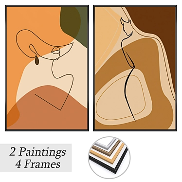 Elegant Art Set: Paintings & Frames 3D model image 1 