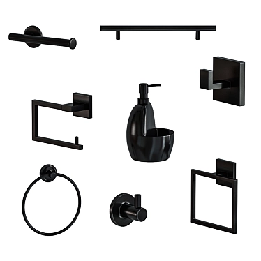 Sleek Black Bathroom Set 3D model image 1 