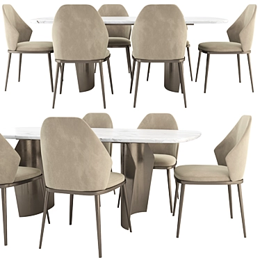 Elegant Mida Chair & Flame Table 3D model image 1 