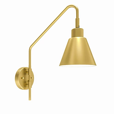 Vintage Brass Swing Arm Wall Lamp 3D model image 1 