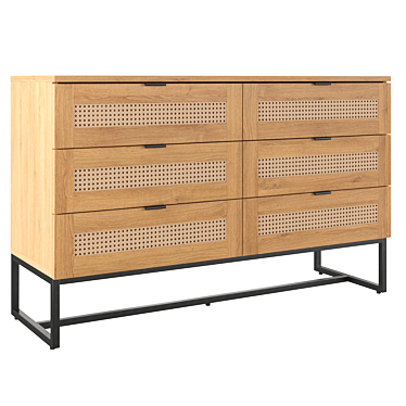 Stylish Scandinavian 6-Drawer Chest 3D model image 1 