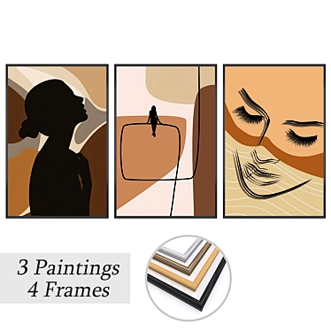 Elegant Art Set: Paintings & Frames 3D model image 1 