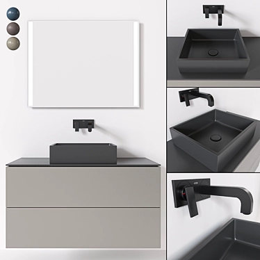Galassia Furniture Set with Sink, Mirror, and Faucet 3D model image 1 