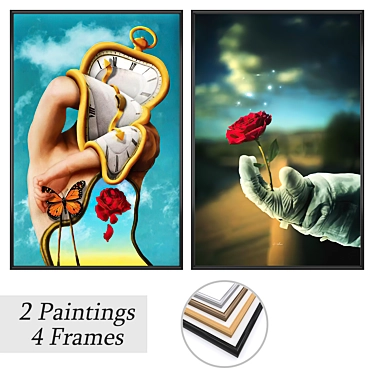 Elegant Artwork Set with Versatile Frames 3D model image 1 