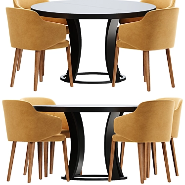 Potocco Concha Dining Set: Modern Elegance in Every Bite! 3D model image 1 