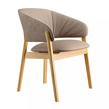 Elegant Leather Oak Chair 3D model image 1 