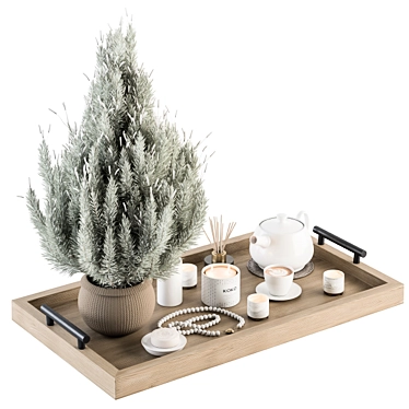 Pine Plant Decor in Tray - Set 89 3D model image 1 