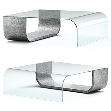 Modern Glass and Concrete Ply Coffee Table 3D model image 1 