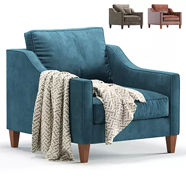 Paidge Velvet and Leather Chair: Elegant and Versatile 3D model image 1 