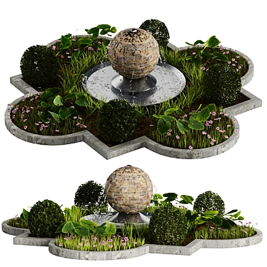 Garden Oasis Set with Fountain 3D model image 1 