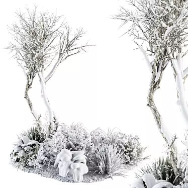 Snowy Outdoor Plants Set - 345V 3D model image 1 