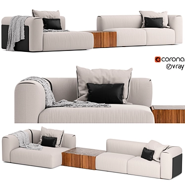 Luxury Turri Soul Modular Sofa 3D model image 1 