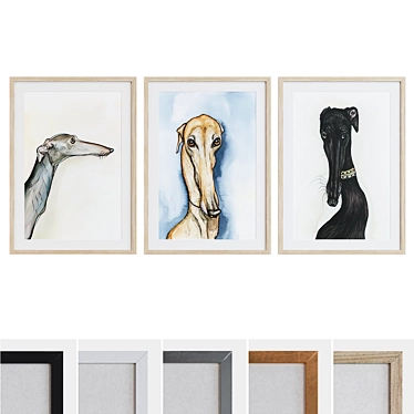 Modern Dog Picture Frame Set 3D model image 1 