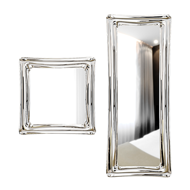 Sleek Sinuo Glass Wall Mirror 3D model image 1 