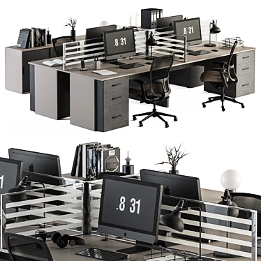 Modern Employee Office Set 3D model image 1 