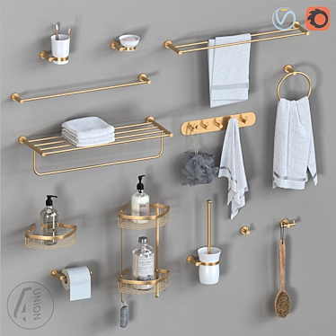 Luxurious Brass Bathroom Set 3D model image 1 