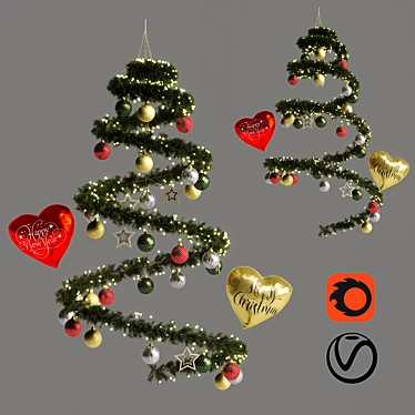 Festive Holiday Hanging Pine Plant 3D model image 1 