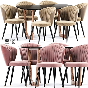 Elegant Fabric Dining Chair 3D model image 1 