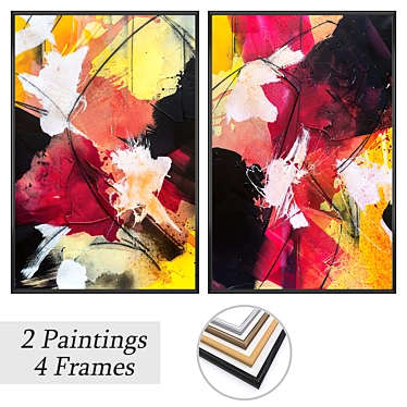 Elegant Art Set: Paintings & Frames 3D model image 1 