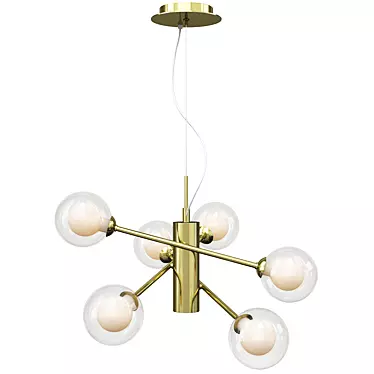 Elegant Gold Pendant with Glass Globe Shades 3D model image 1 