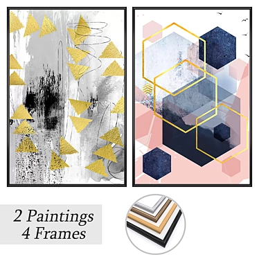 Elegant Paintings with Multiple Frame Options 3D model image 1 