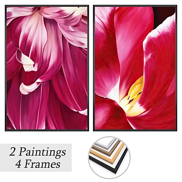 Modern Paintings Set with 2 Artworks and 4 Frame Options 3D model image 1 