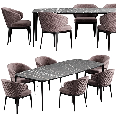 Modern Poliform ATOM Chair and HENRY Table Set 3D model image 1 