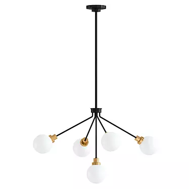 Sleek 5-Light Sputnik Chandelier 3D model image 1 