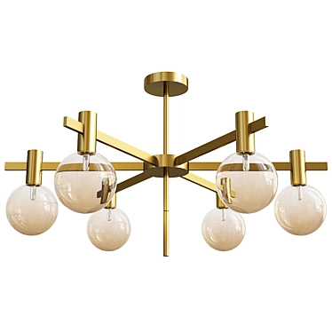 Radial Brass Hanging Lamp Kit 3D model image 1 