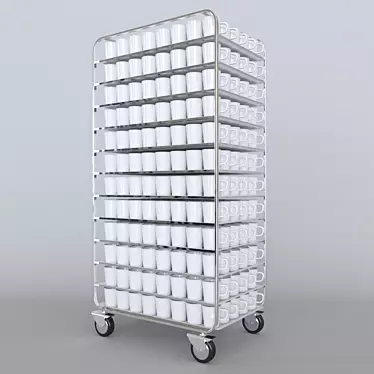 Versatile TShG 12 Dish Trolley with Trays & Cups 3D model image 1 